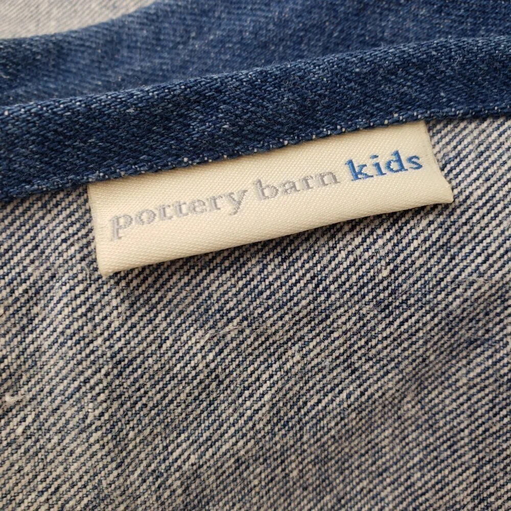 Pottery Barn Kids Blue Denim Overall Curtains Pair of 2 FLAWED Size 54